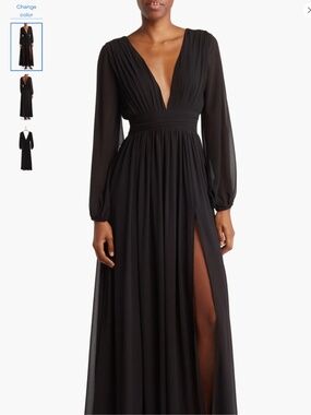 Love By Design Iris Plunge Neck Long Sleeve Maxi Dress, size M